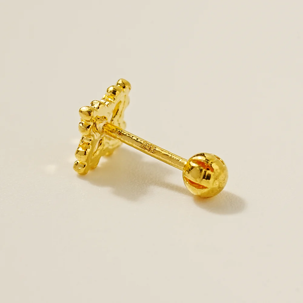 24K Gold Four Leaves Piece Cartilage Earring 20G - Image 6