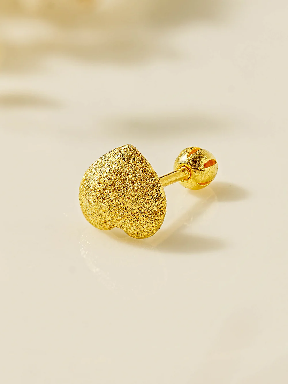 24K Gold Heart Cartilage Earring 20G - Image 6