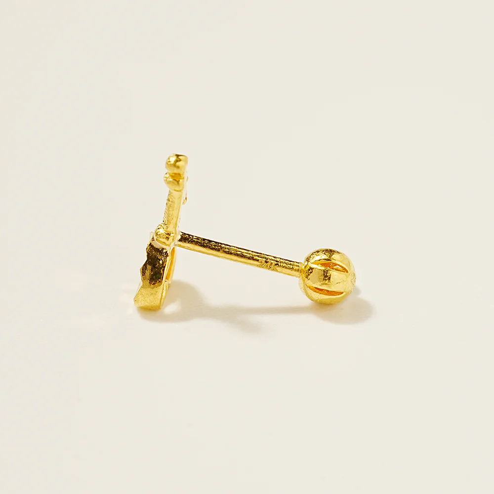 24K Gold Heart Key Cartilage Earring 20G - Image 7