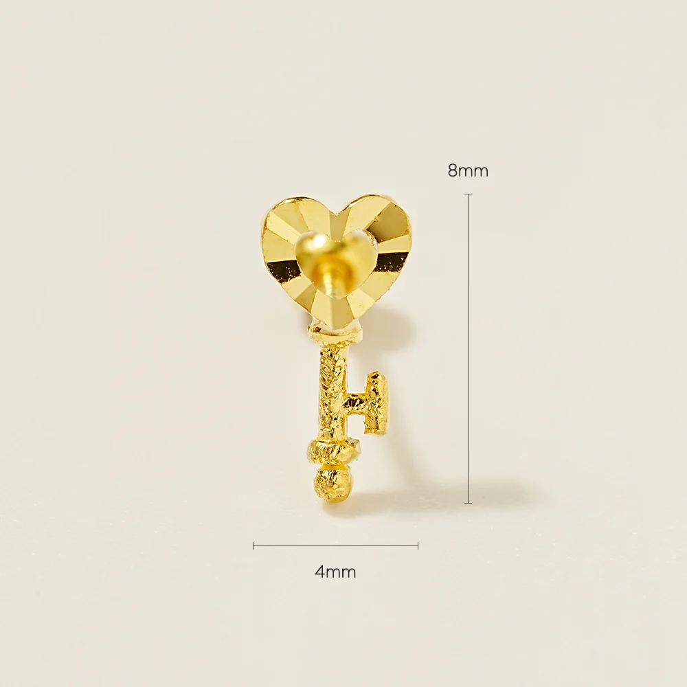 24K Gold Heart Key Cartilage Earring 20G - Image 8