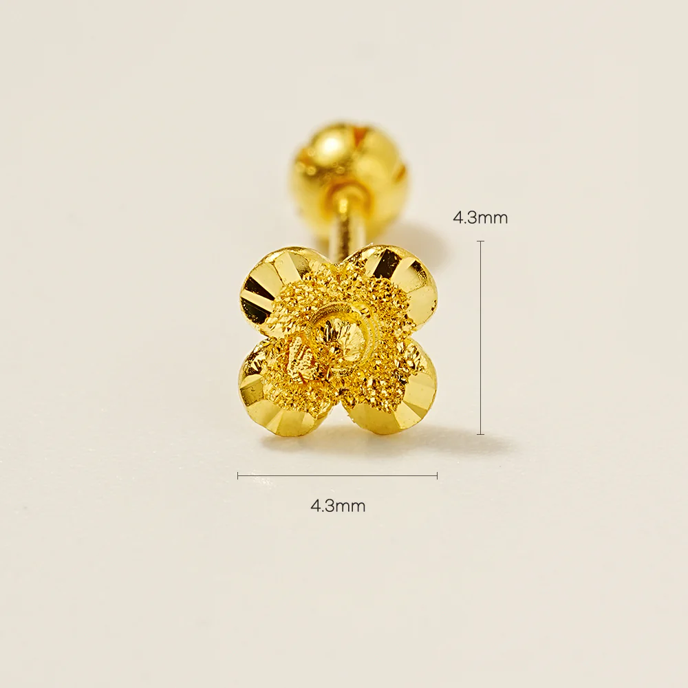 24K Gold Lucky Clover Cartilage Earring 20G - Image 8