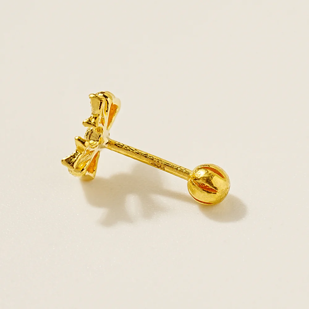 24K Gold Ribbon Cartilage Earring 20G - Image 7
