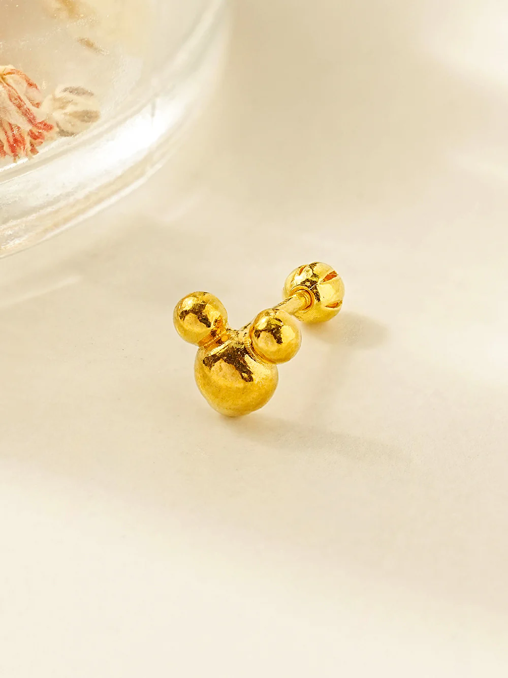 24K Gold Roundy Mouse Cartilage Earring 20G - Image 5
