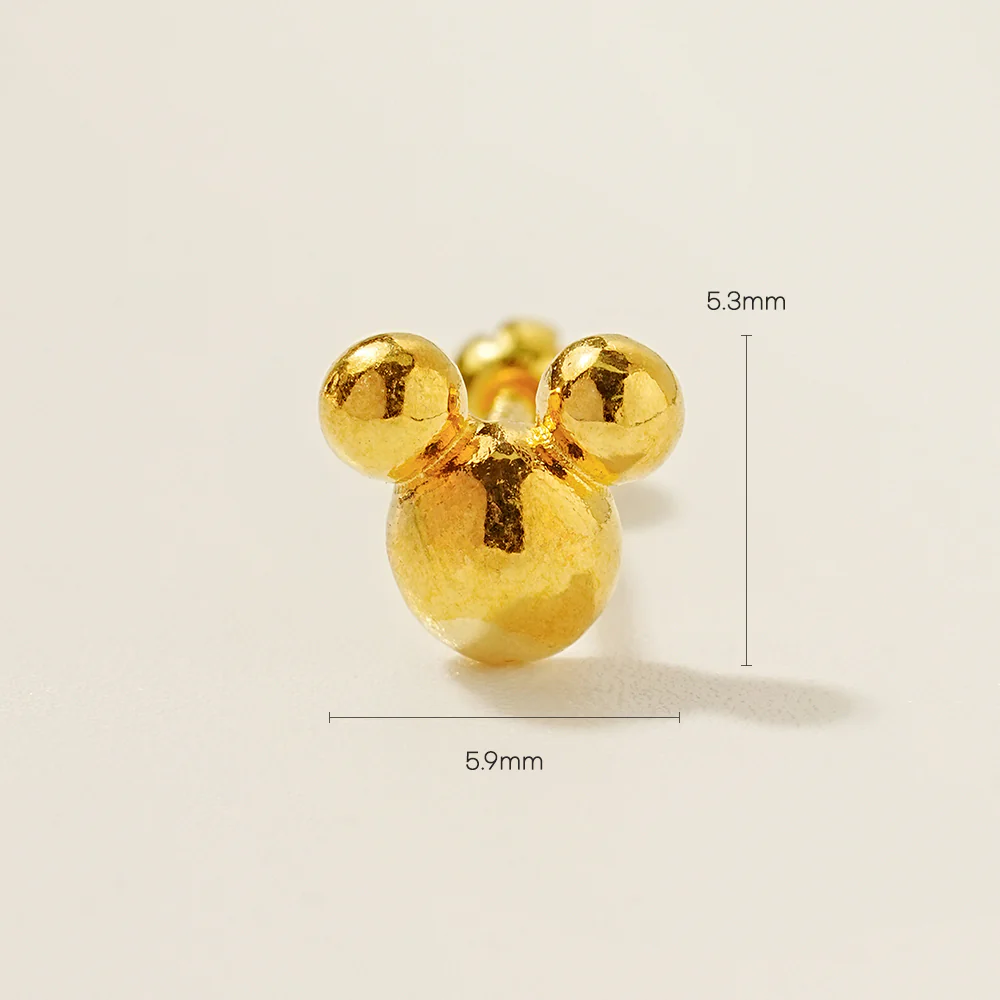 24K Gold Roundy Mouse Cartilage Earring 20G - Image 8
