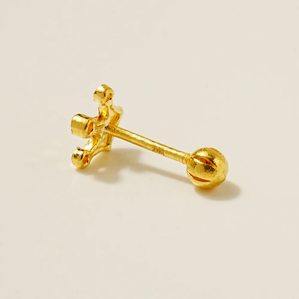 24K Gold Shine Crown Cartilage Earring 20G - Image 7