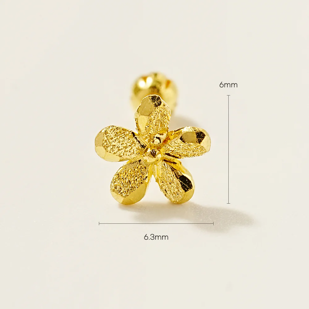 24K Gold Shine Flower Cartilage Earring 20G - Image 8