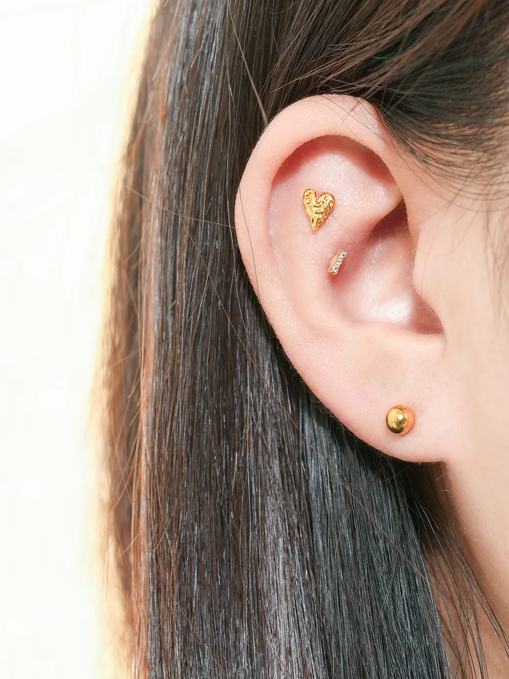 24K Gold Simple Ball Cartilage Earring 20G - Image 4