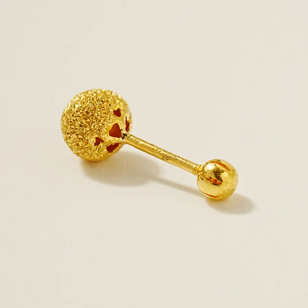 24K Gold Textured Ball Cartilage Earring 20G - Image 7