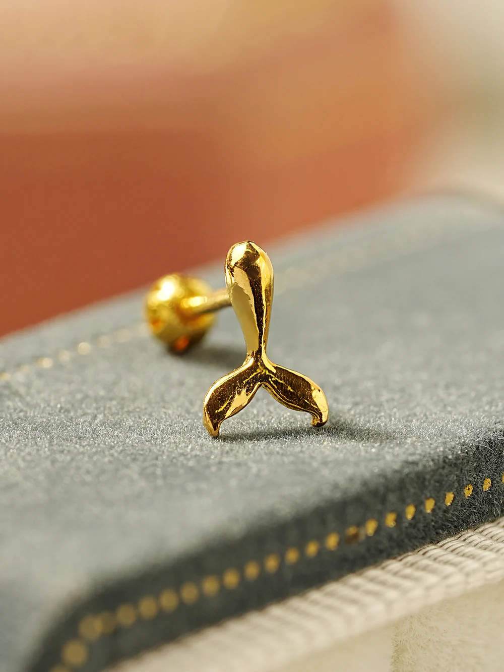 24K Gold Whale Tale Cartilage Earring 20G - Image 5