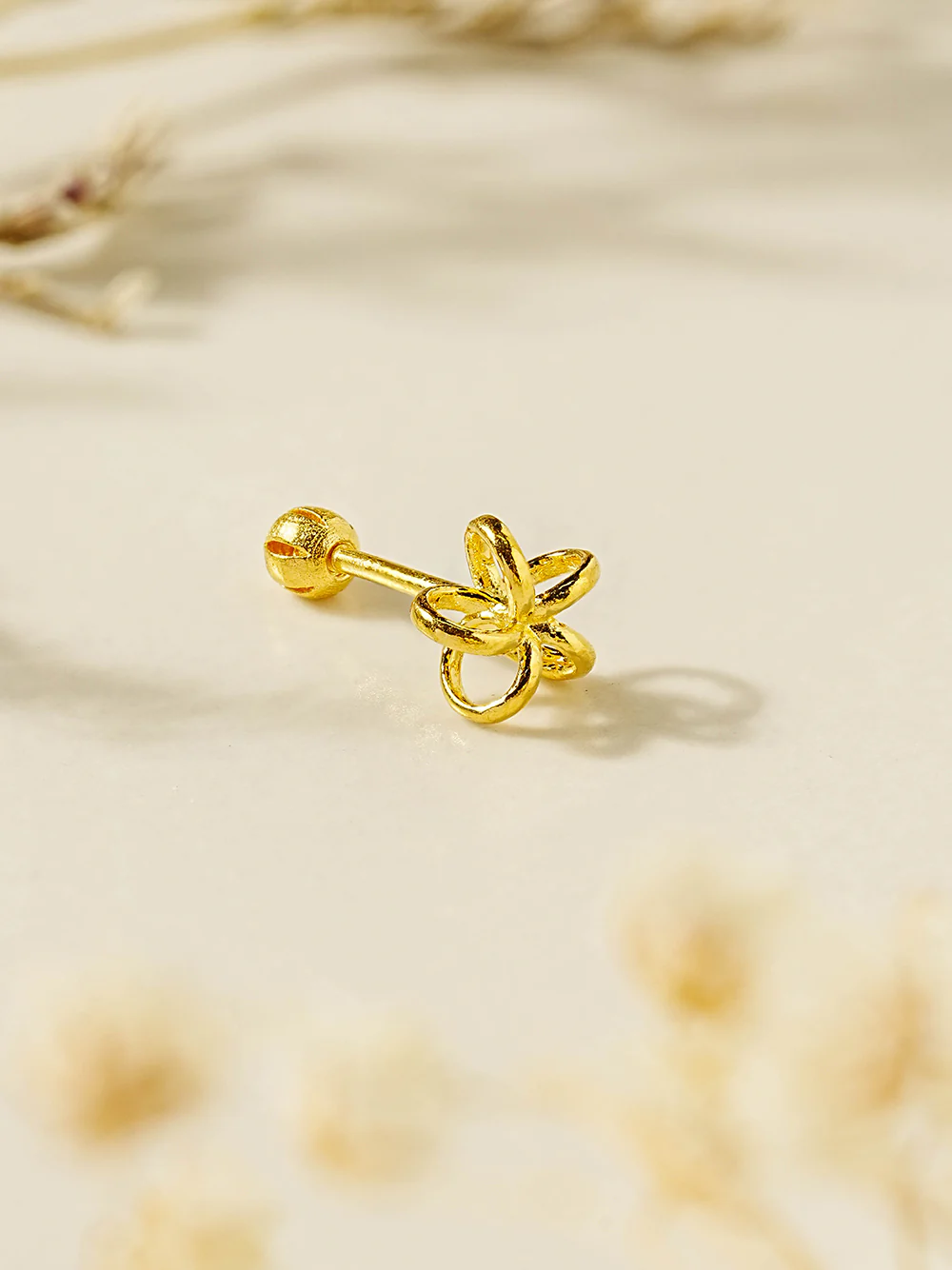 24K Gold Wind Flower Cartilage Earring 20G - Image 6