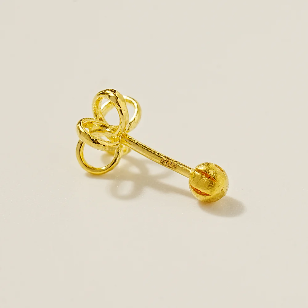 24K Gold Wind Flower Cartilage Earring 20G - Image 7