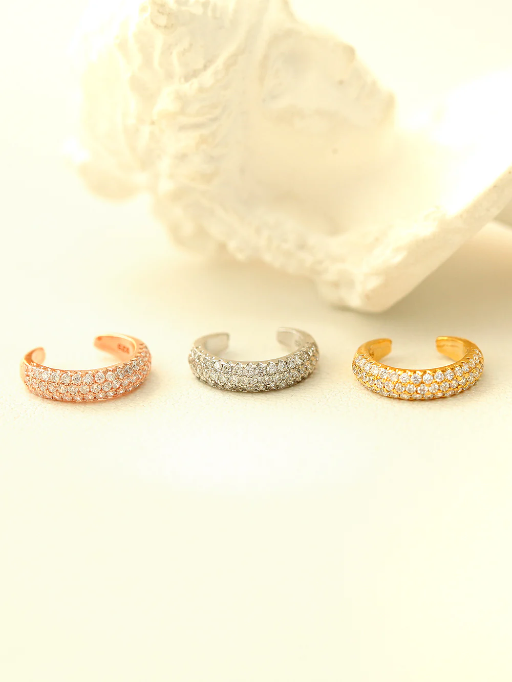 925 Silver 3 Line Cubic Ear Cuff - Image 4