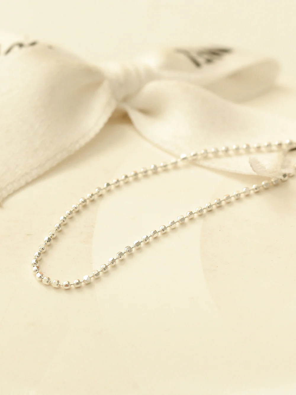 925 Silver Cutting Ball Flat Chain Anklet - Image 4