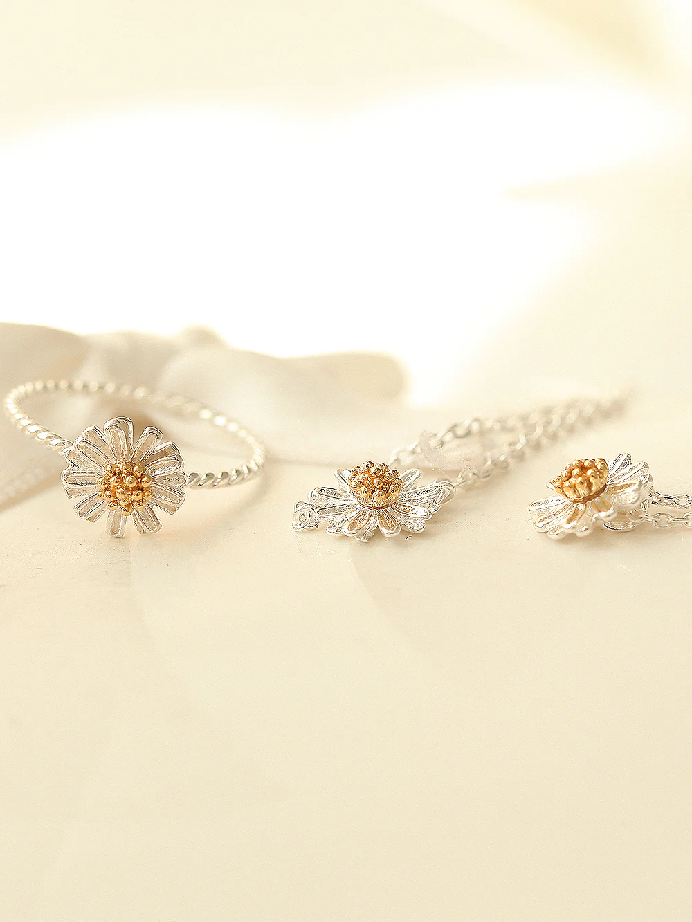 925 Silver Daisy Necklace & Bracelet - Image 3