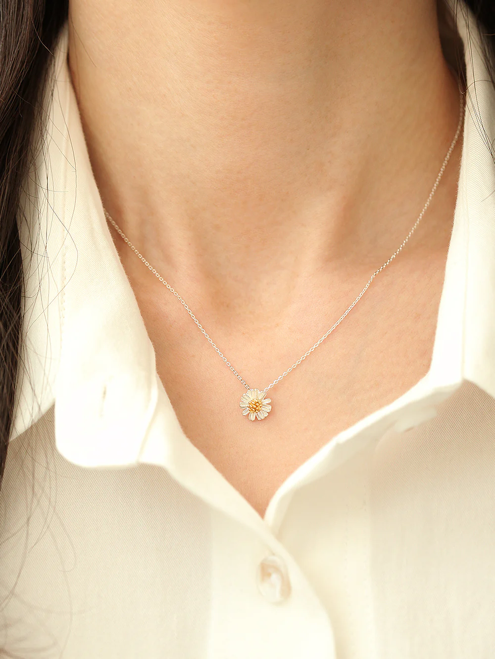 925 Silver Daisy Necklace & Bracelet - Image 5