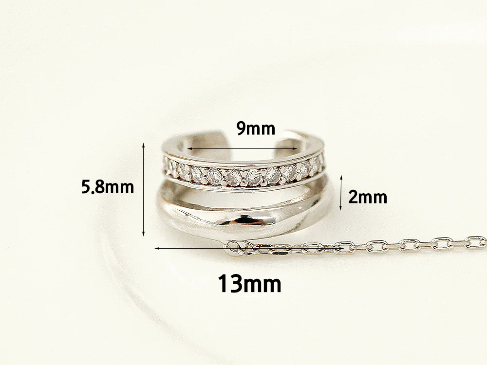 925 Silver 2 Line Long Chain Ear Cuff - Image 9