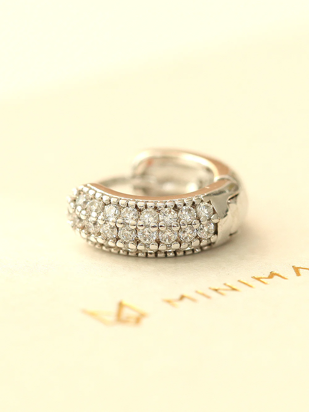 925 Silver 3 Line Cubic Hoop Earring - Image 8