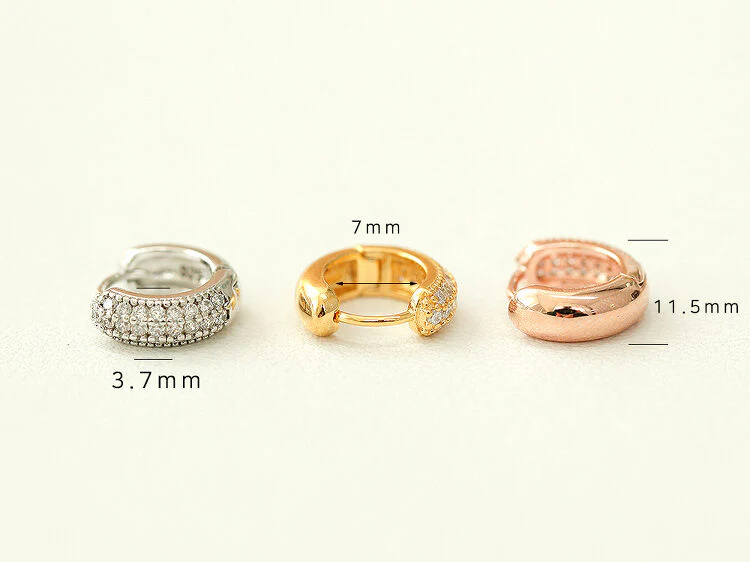 925 Silver 3 Line Cubic Hoop Earring - Image 9