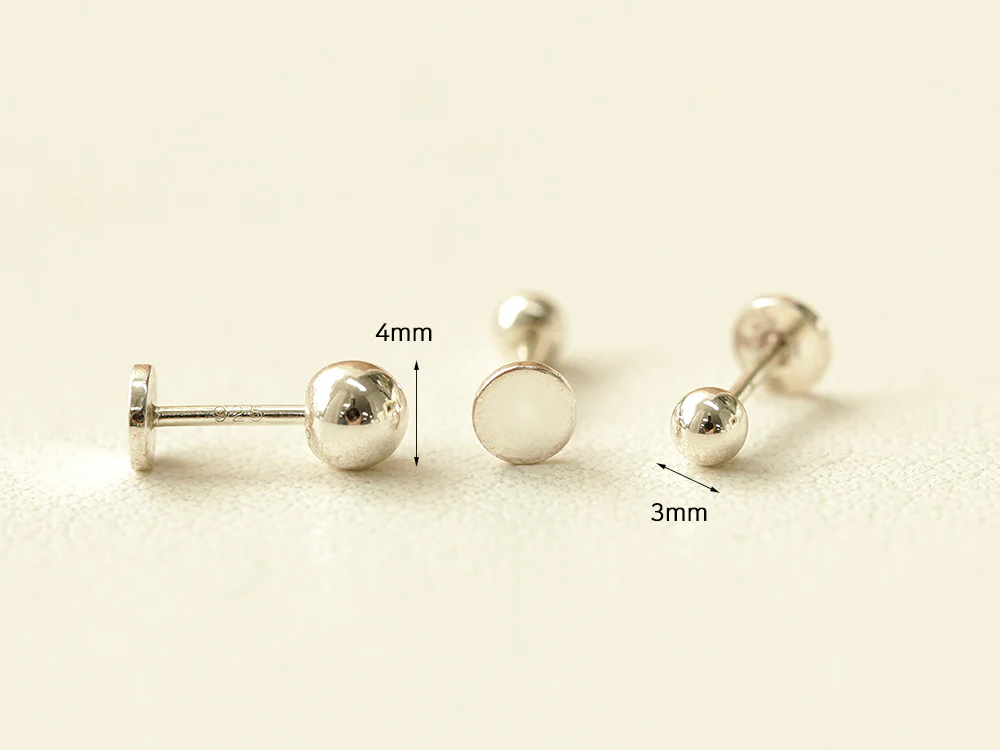 925 Silver 3mm / 4mm BALL externally threaded Labret piercing 20g - Image 11