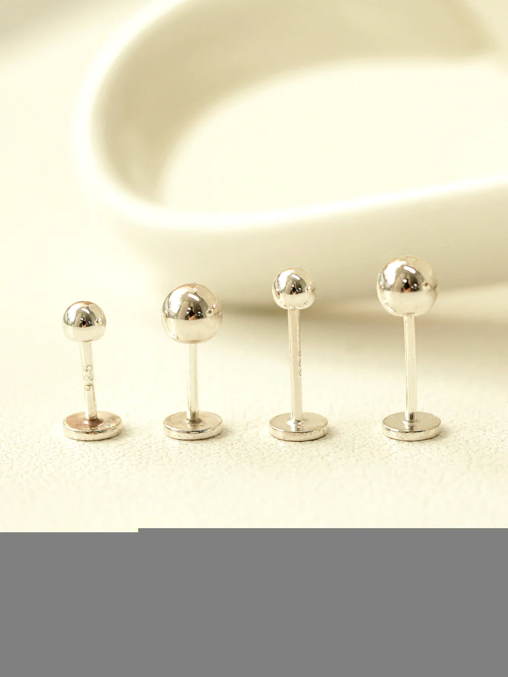 925 Silver 3mm / 4mm BALL externally threaded Labret piercing 20g - Image 5