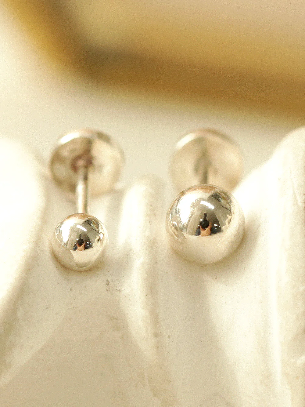 925 Silver 3mm / 4mm BALL externally threaded Labret piercing 20g - Image 6
