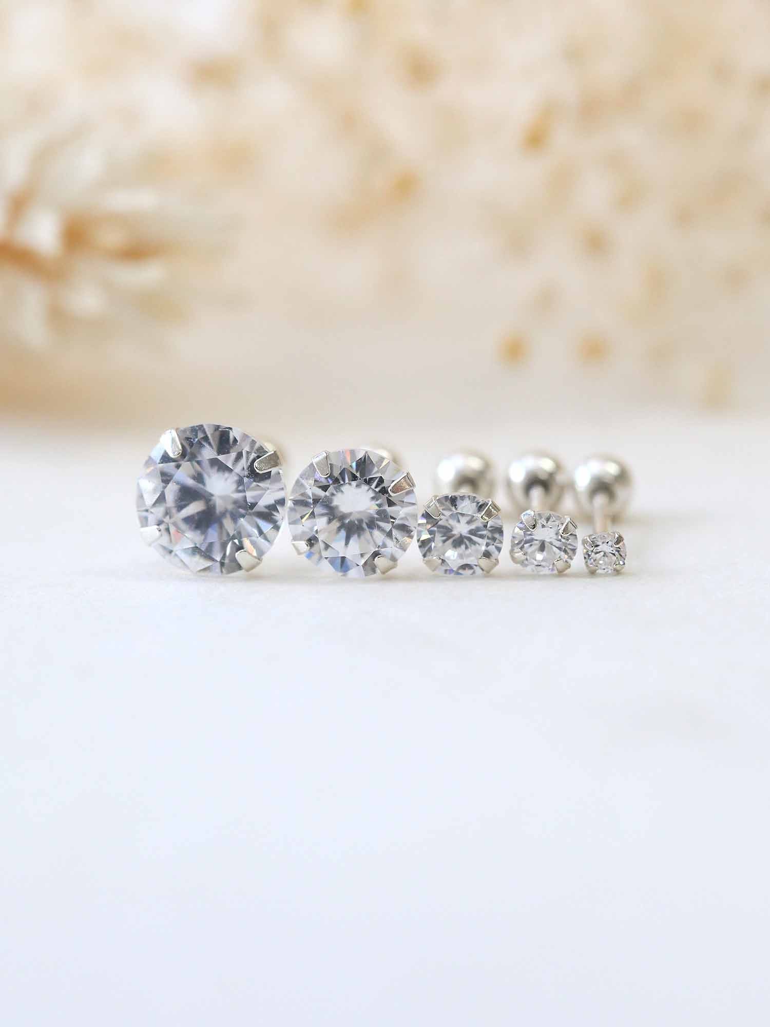 925 Silver Ball CZ Pearl Cartilage Earring 20G - Image 4