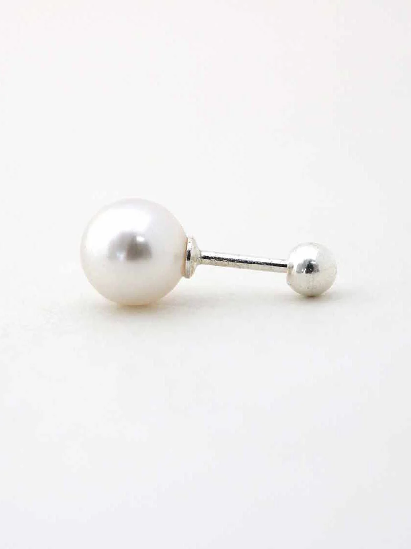 925 Silver Ball CZ Pearl Cartilage Earring 20G - Image 7