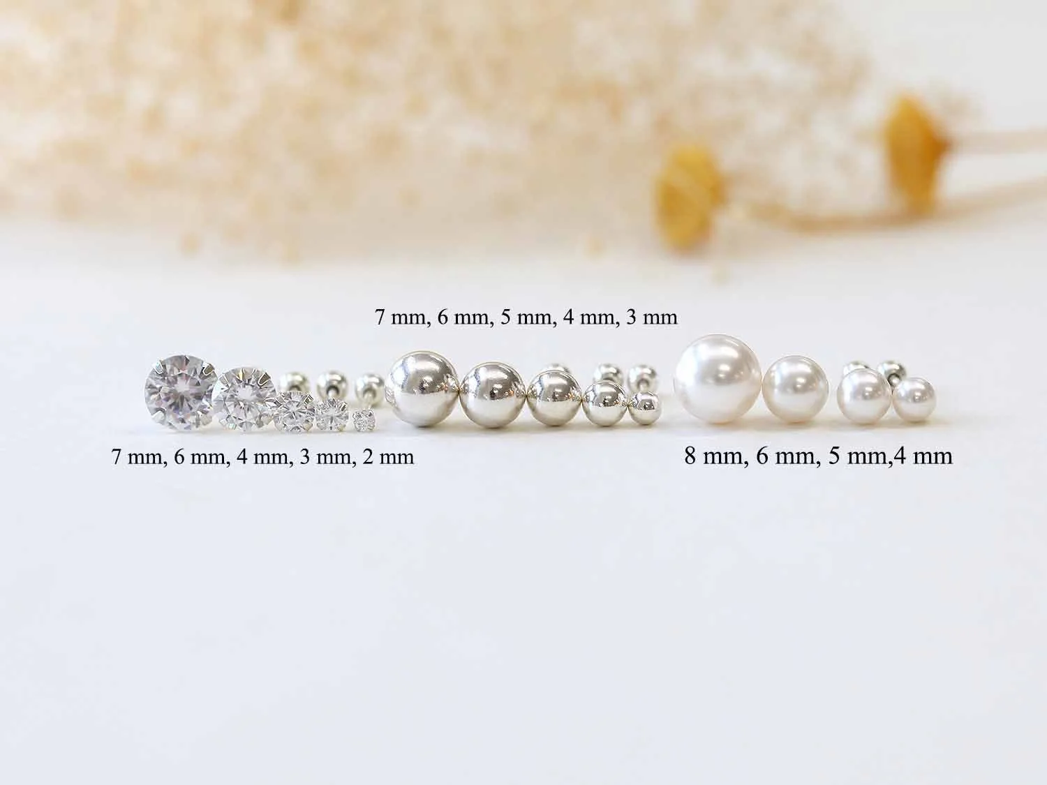 925 Silver Ball CZ Pearl Cartilage Earring 20G - Image 9