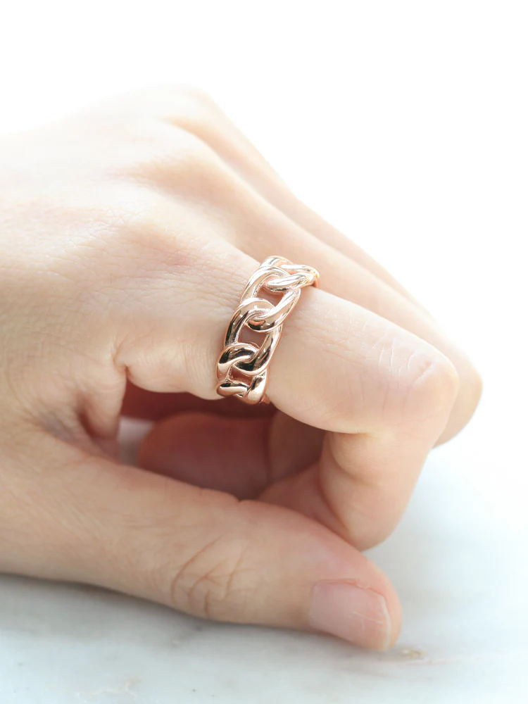 925 Silver Bold Chain Ring - Image 3
