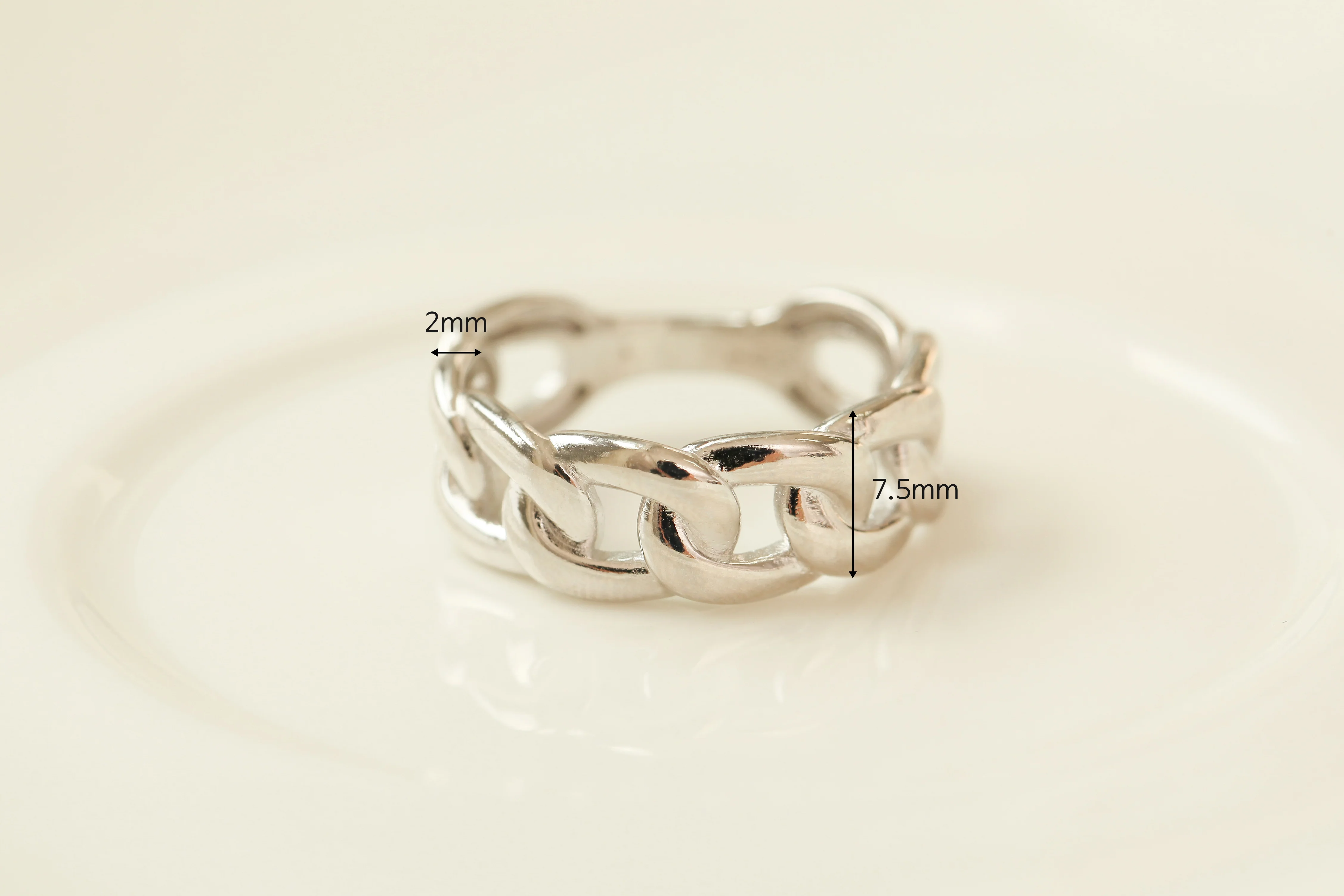 925 Silver Bold Chain Ring - Image 6