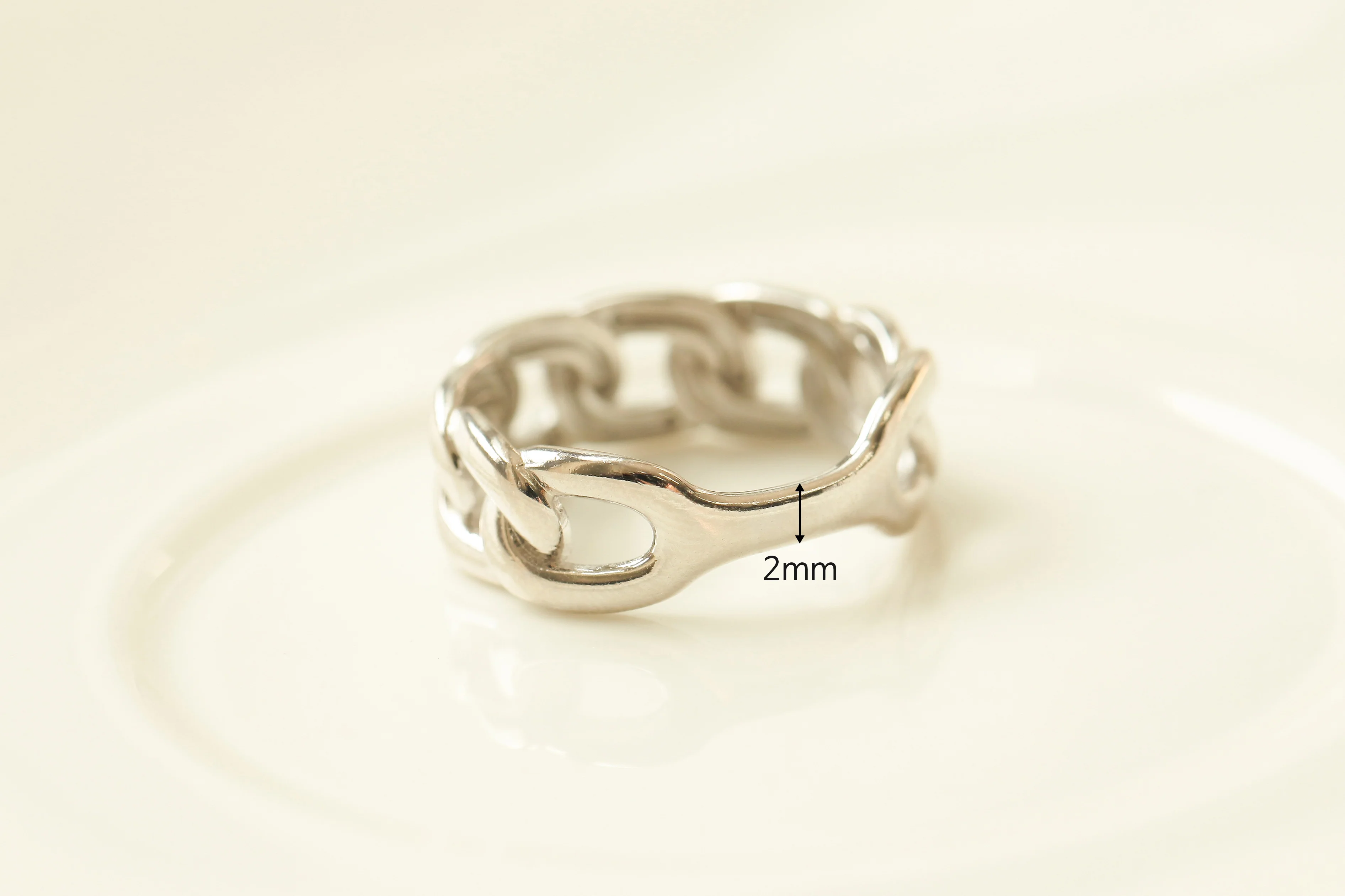 925 Silver Bold Chain Ring - Image 7