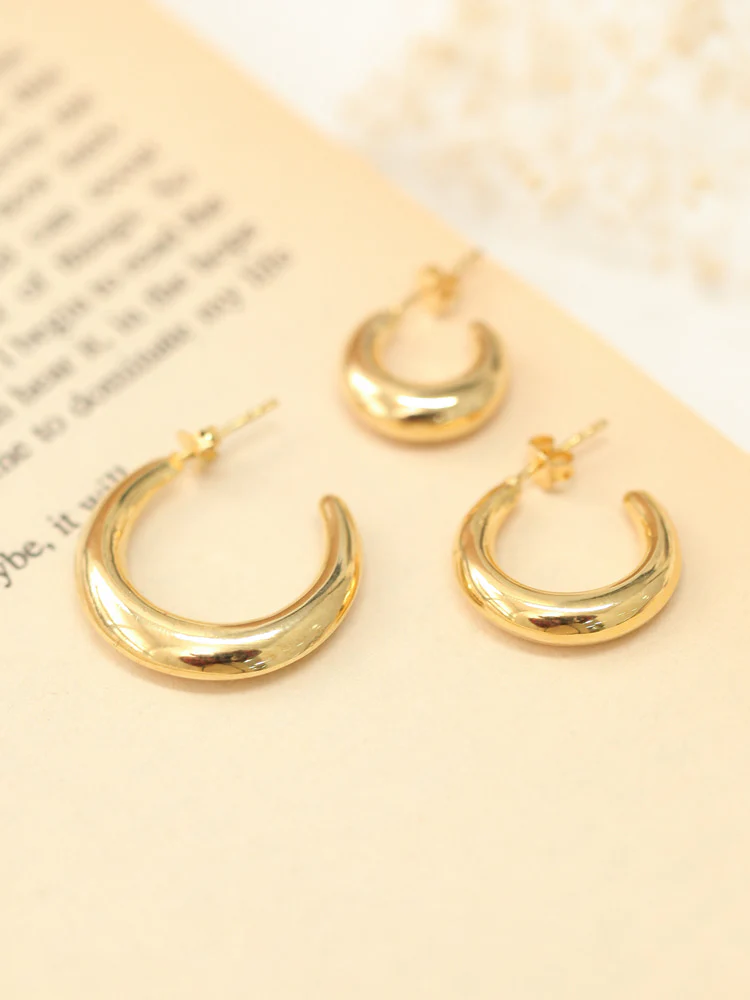 925 Silver Bold Hoop Stud Earring - Image 6
