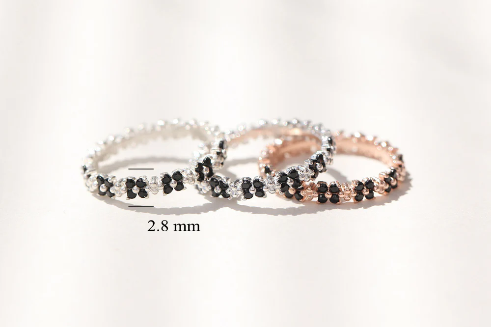 925 Silver Both Side Flower Cubic Ring - Image 10