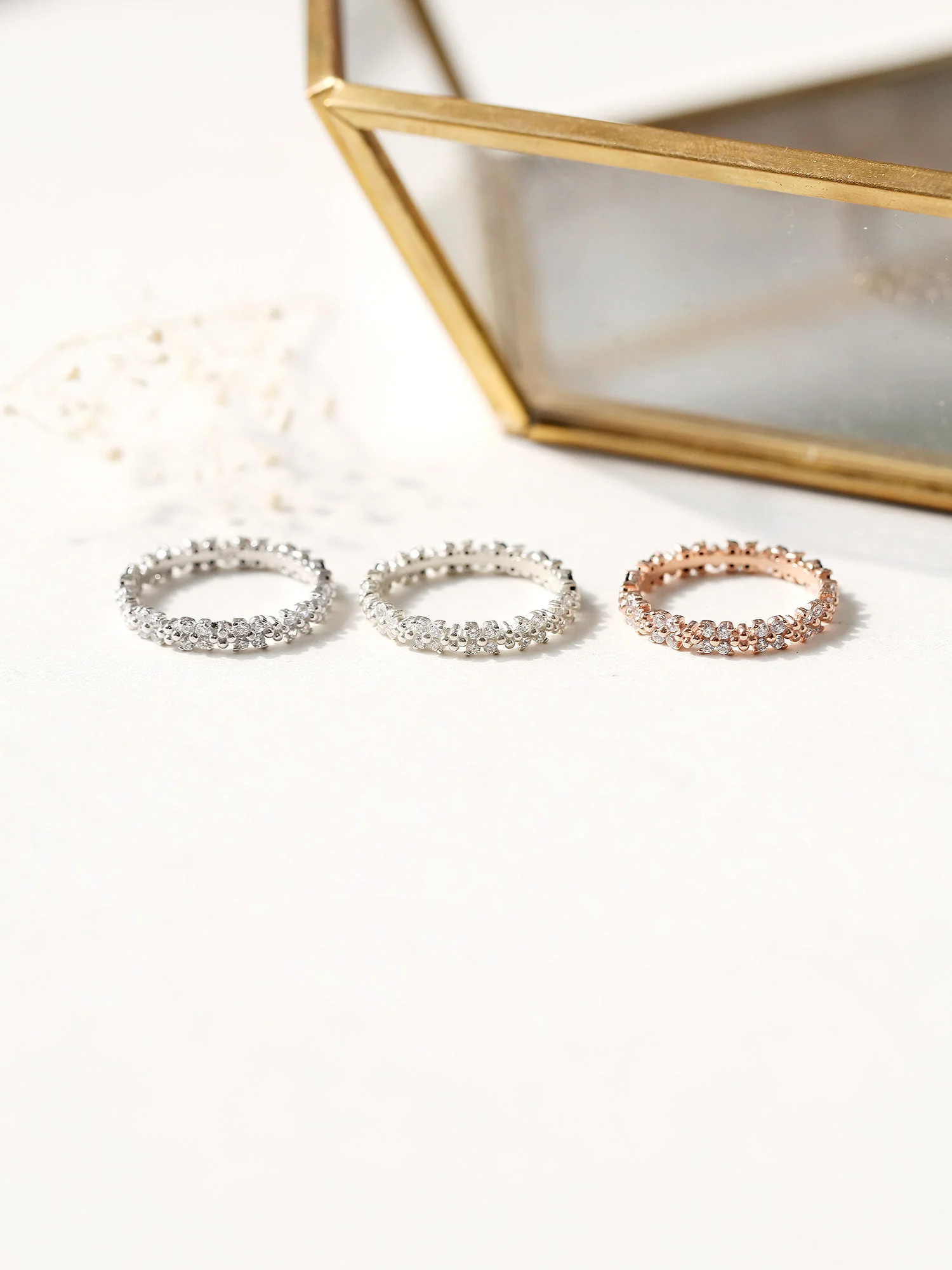 925 Silver Both Side Flower Cubic Ring - Image 5