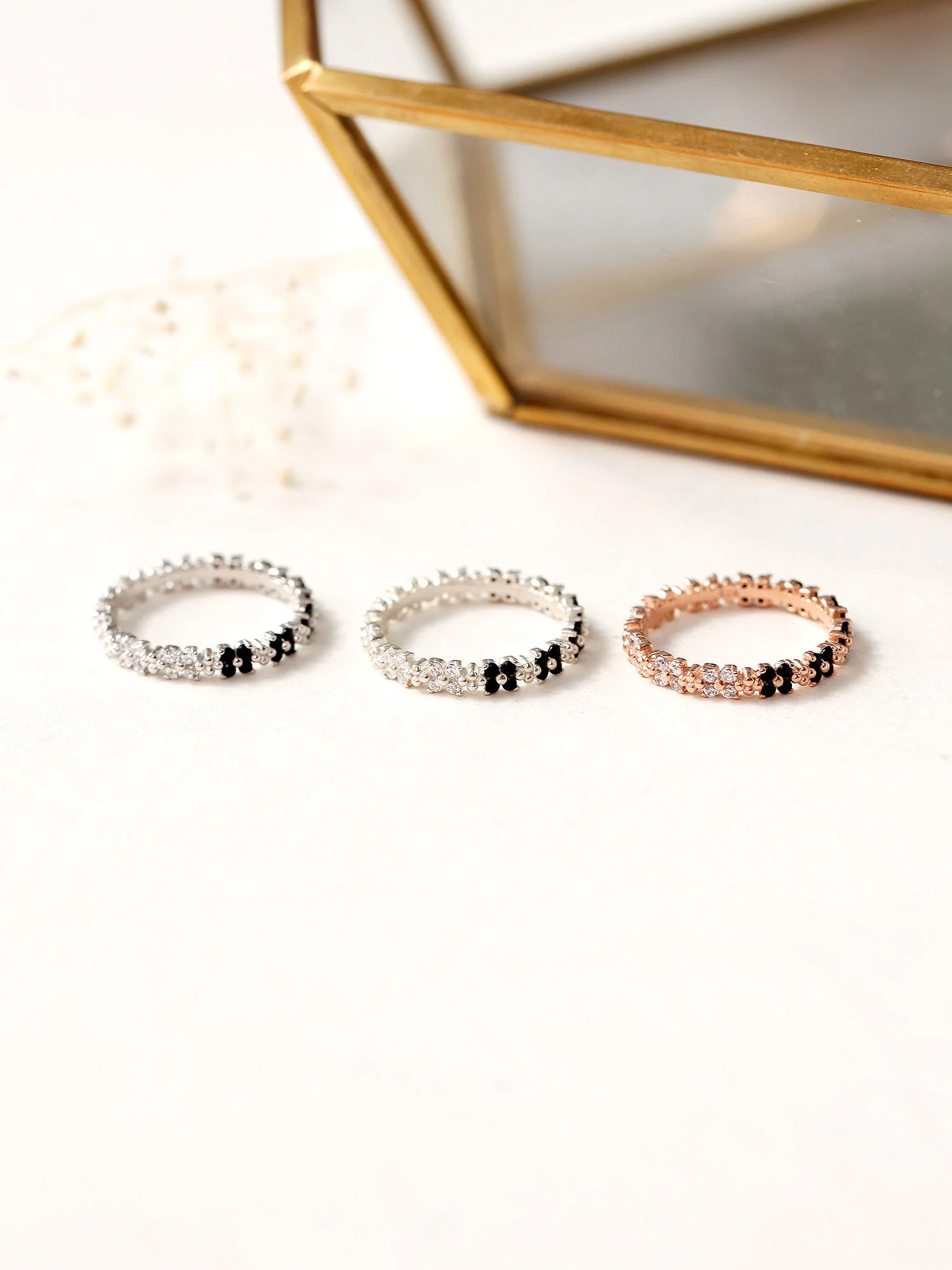 925 Silver Both Side Flower Cubic Ring - Image 6