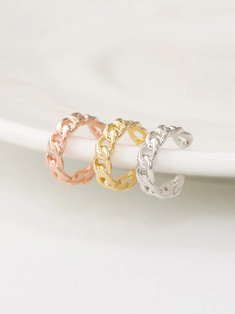 925 Silver Chain Ring Ear Cuff - Image 3