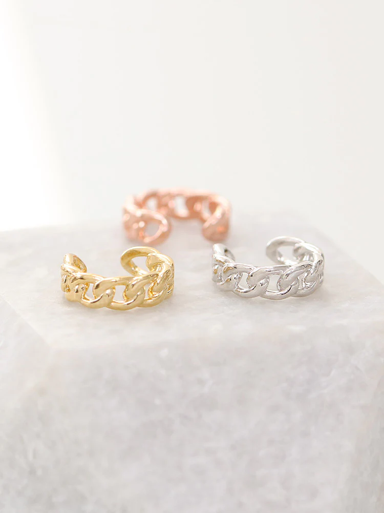 925 Silver Chain Ring Ear Cuff - Image 4