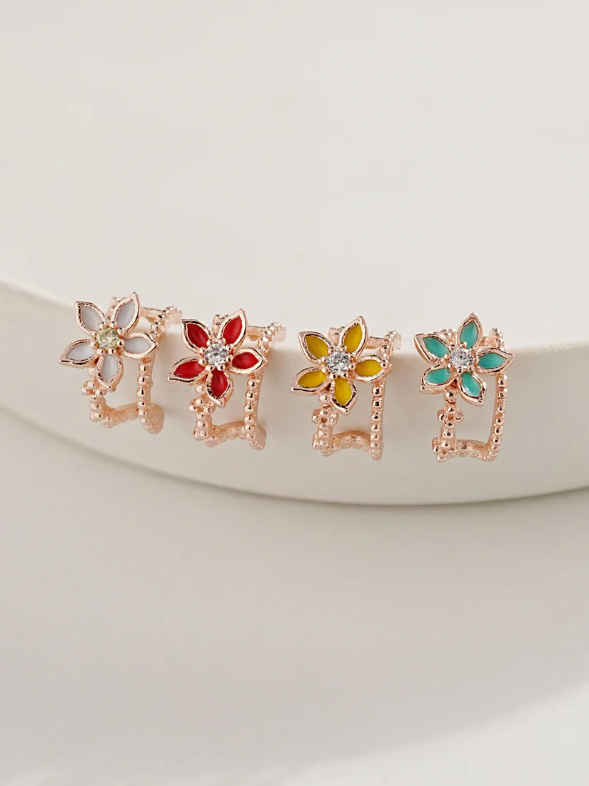 925 Silver Color Basic Flower Cartilage Earring 20G - Image 3