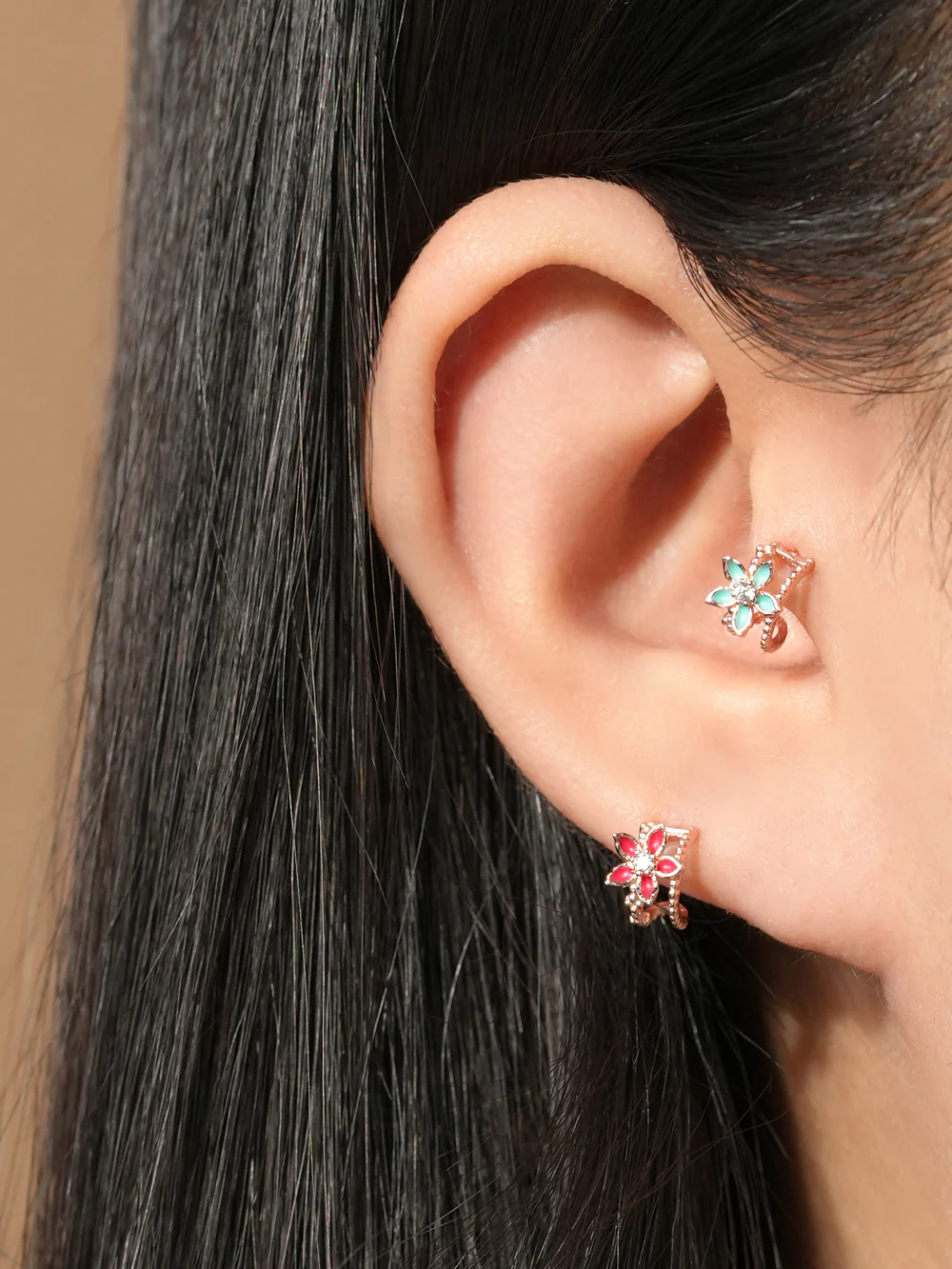 925 Silver Color Basic Flower Cartilage Earring 20G - Image 6