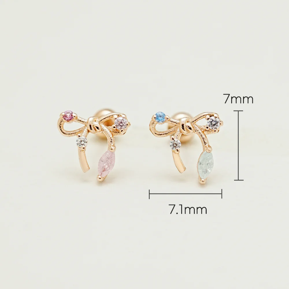 925 Silver Color Cubic Ribbon Cartilage Earring 20G - Image 6