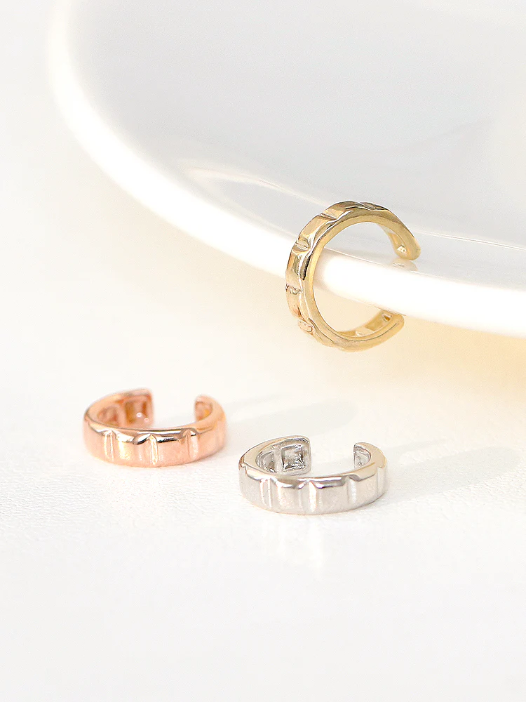 925 Silver Cube Ring Ear Cuff - Image 4