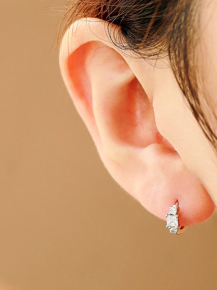 925 Silver Cubic Hoop Earring - Image 5
