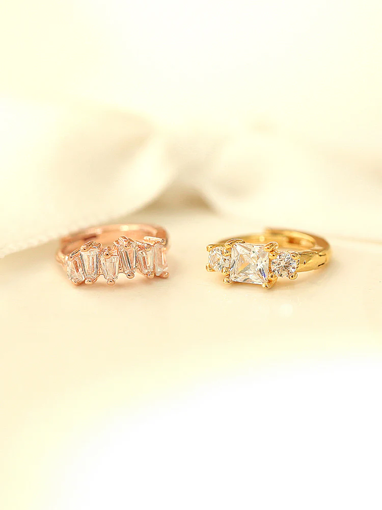 925 Silver Cubic Hoop Earring - Image 8