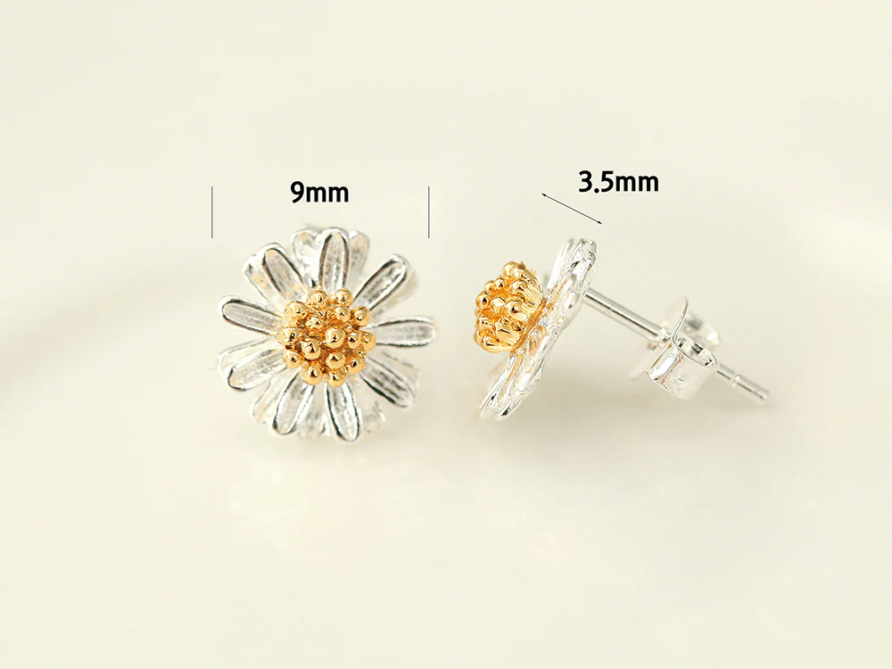 925 Silver Daisy Stud Earring - Image 9