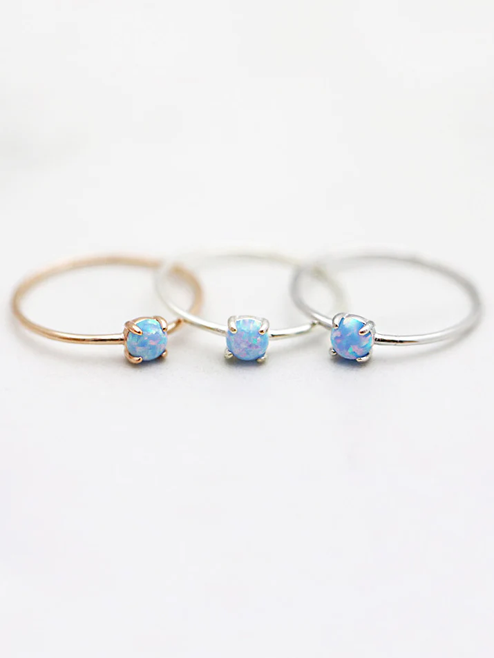 925 Silver Delicate Opal Ring - Image 3
