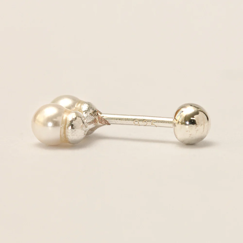 925 Silver Double Pearl Cartilage Earring 20G - Image 18
