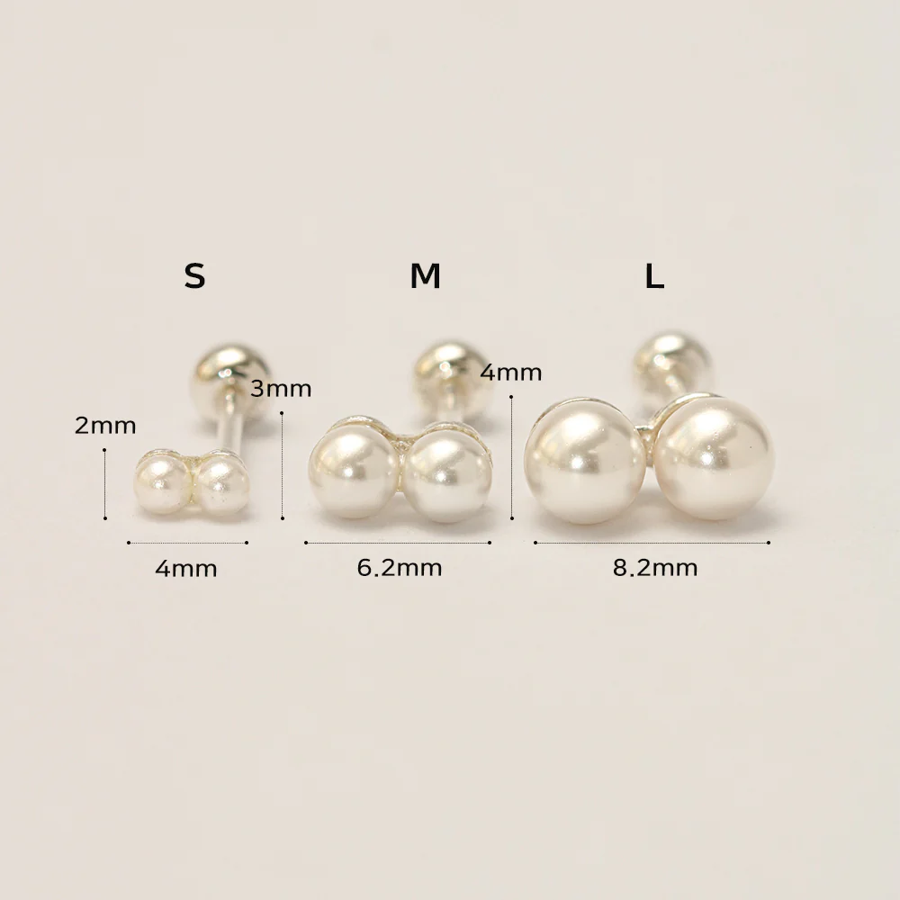 925 Silver Double Pearl Cartilage Earring 20G - Image 19
