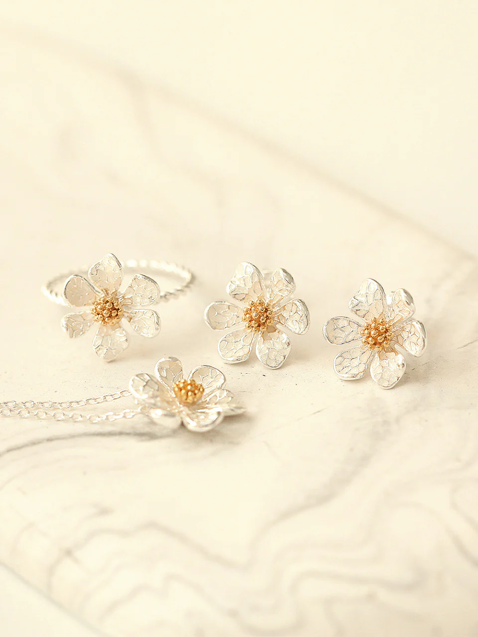 925 Silver Floral Earring & Necklace - Image 10