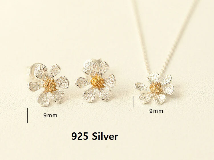925 Silver Floral Earring & Necklace - Image 12