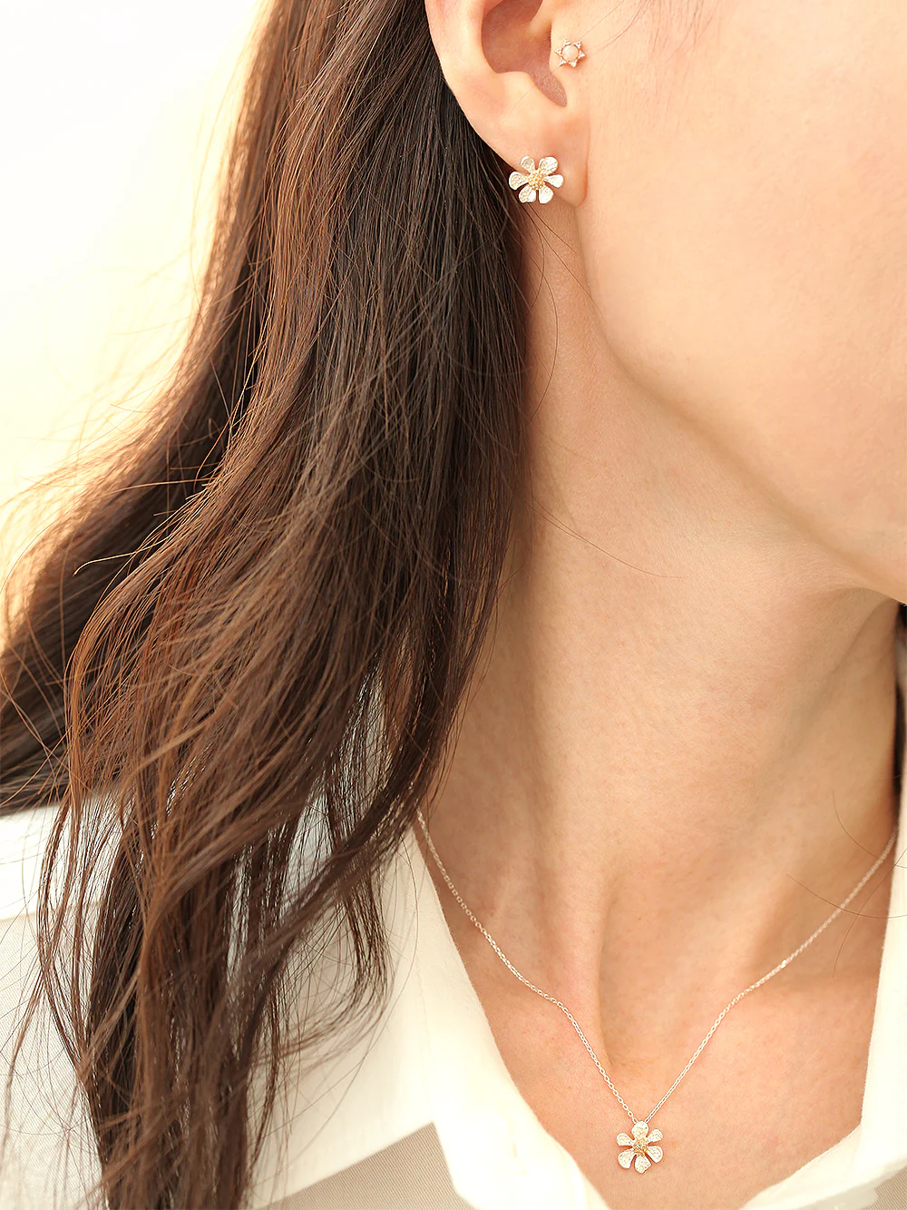925 Silver Floral Earring & Necklace - Image 5